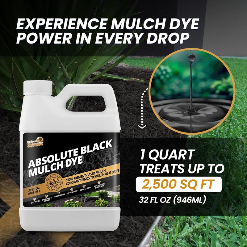 Not Rocket Sciences 32oz Absolute Black Mulch Dye - Covers up to 2,500 sq. ft., Liquid Mulch Dye Black, Premium Color Concentrate, Ideal for Landscaping, Renews Faded Rubber or Wood Chips, 100% Color Pigment - Image 4